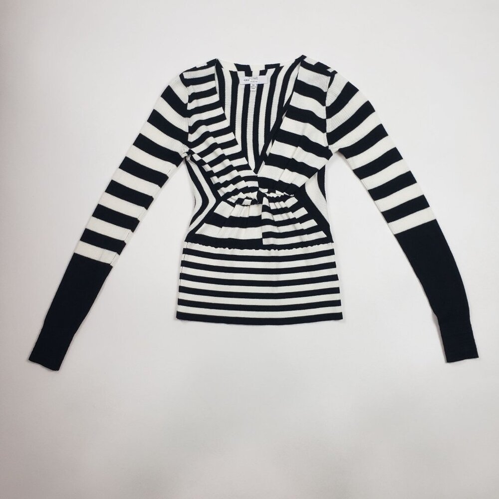 TOME Collective x RTR Striped Twist-Front Open-Back Merino Wool Blend Sweater XS - Picture 5 of 16